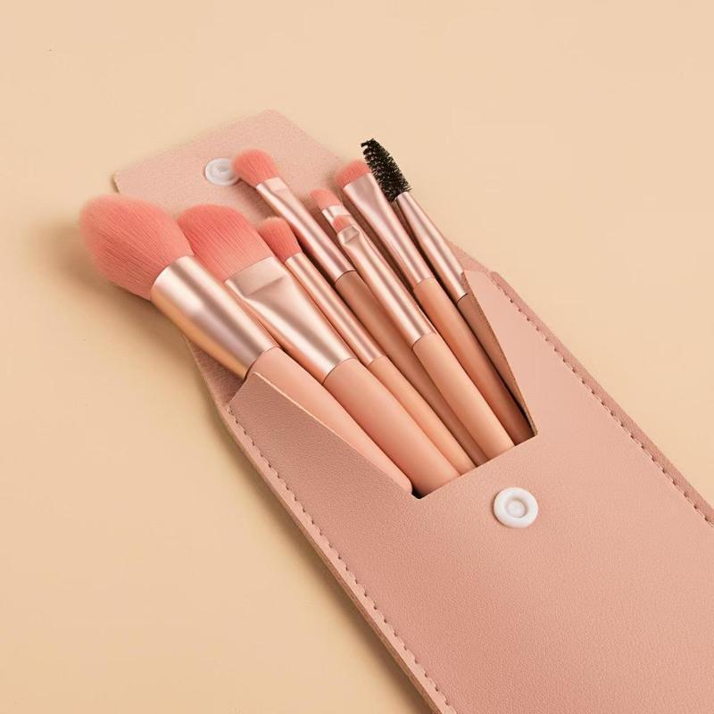 8 Pcs Premium Professional Makeup Brush Set Soft Synthetic Bristles Portable Pu Case For Daily Use Travel And Beauty Enthusiasts