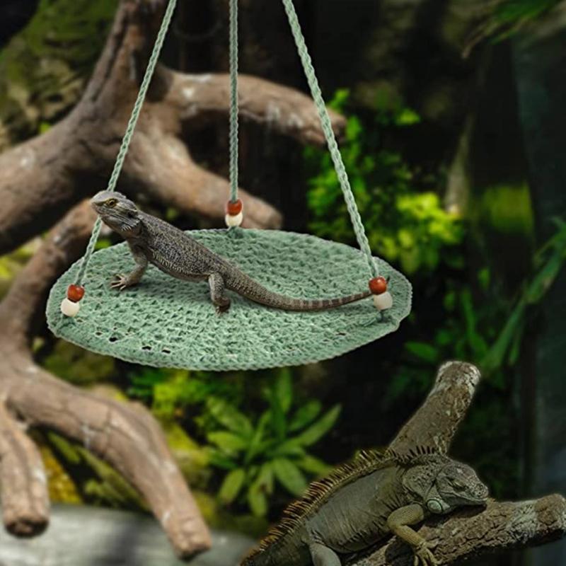 Reptile Summer Hammocks Lizards Hammock Bearded Dragons Round Crocheted Net Hammock Bed Crocheted Supplies