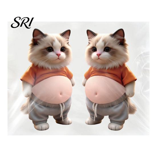 Elastic Tummy Kitten Decal 2Pcs 3D Belly Cat Anti-collision Sticker Anxiety Stress Relief Cartoon Silicone Animal Buffer Motorcycle Decoration