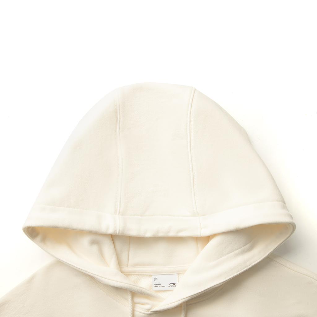 Li Ning X Collaboration Badmarket Série Lifestyle Sportif Sweat à capuche ample polyvalent à la mode avec logo Homme sweats à capuche Blanc cassé AWDVE33-2
