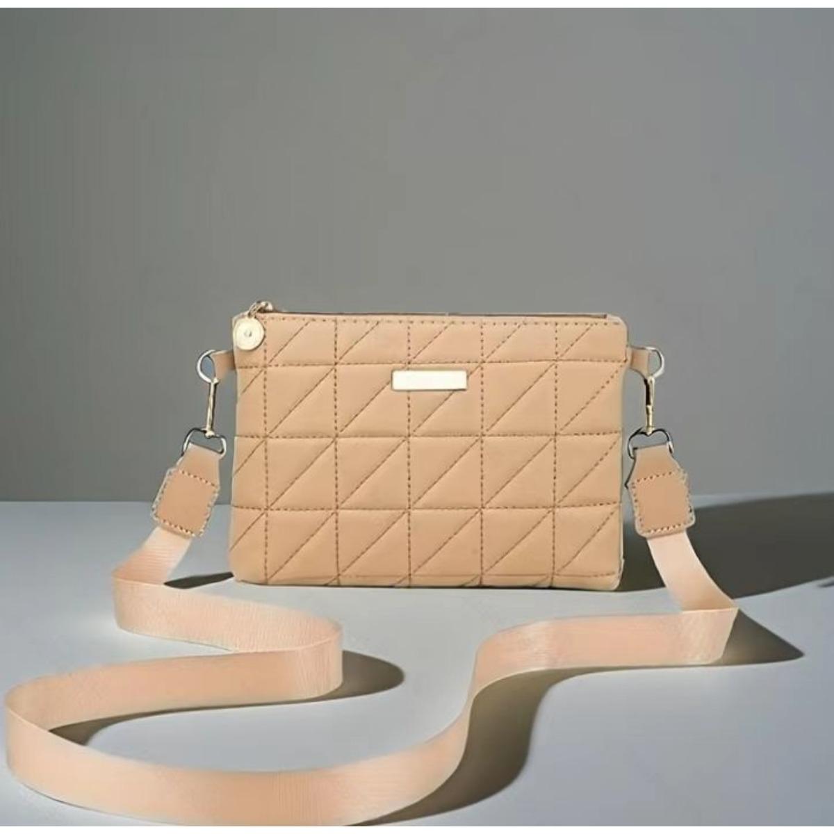 

Полосатая сумка на плечо/кроссбоди, Изысканная фурнитура, Застежка-молния, Черно-белая многофункциональная, Незаменимая для ежедневных путешествий, Высококачественная сумка абрикосовый