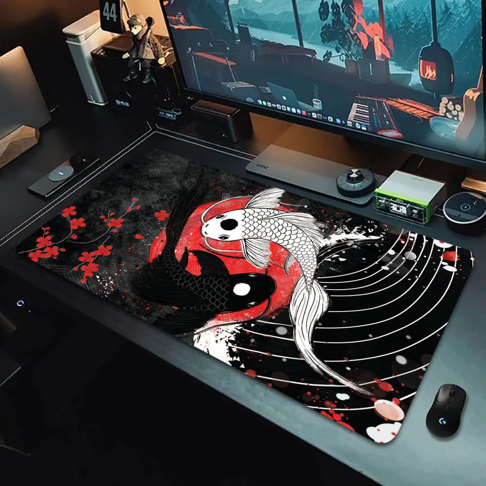 Japanese Koi Design Mouse Pad XXL Large Desk Mat Gaming Office Anti Slip Rubber Base Keyboard Mat Durable Computer Accessories
