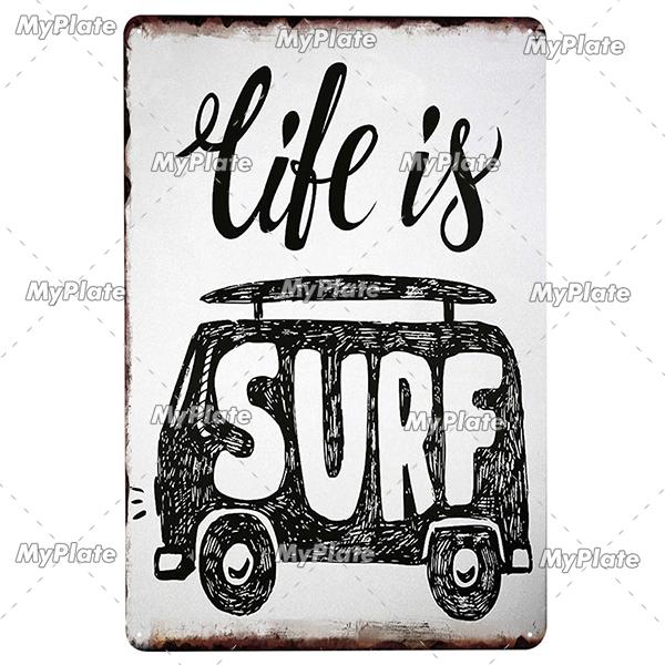 Surf Metall Zeichen Vintage Plaque Zinn Zeichen Wand Dekor Für Beach Club Mann Höhle Metall Platte Große Welle Poster
