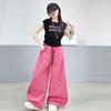 Girls' Korean Style Sleeveless T-shirt & Wide-Leg Pants Set - Casual Summer Street Dance Outfit