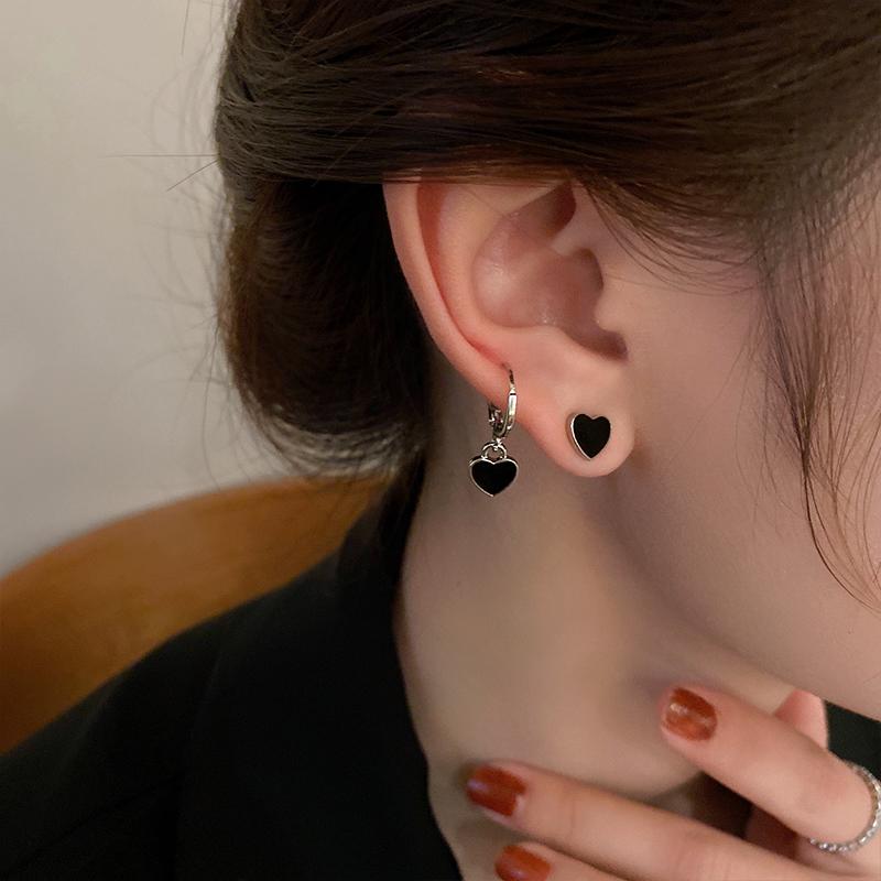 6 Stück Gothic Herz Tropfen Ohrringe Set für Frauen Hip Hop Punk Quaste Kette Ohrring Unregelmäßige Hänge Creolen Zirkon Geschenk