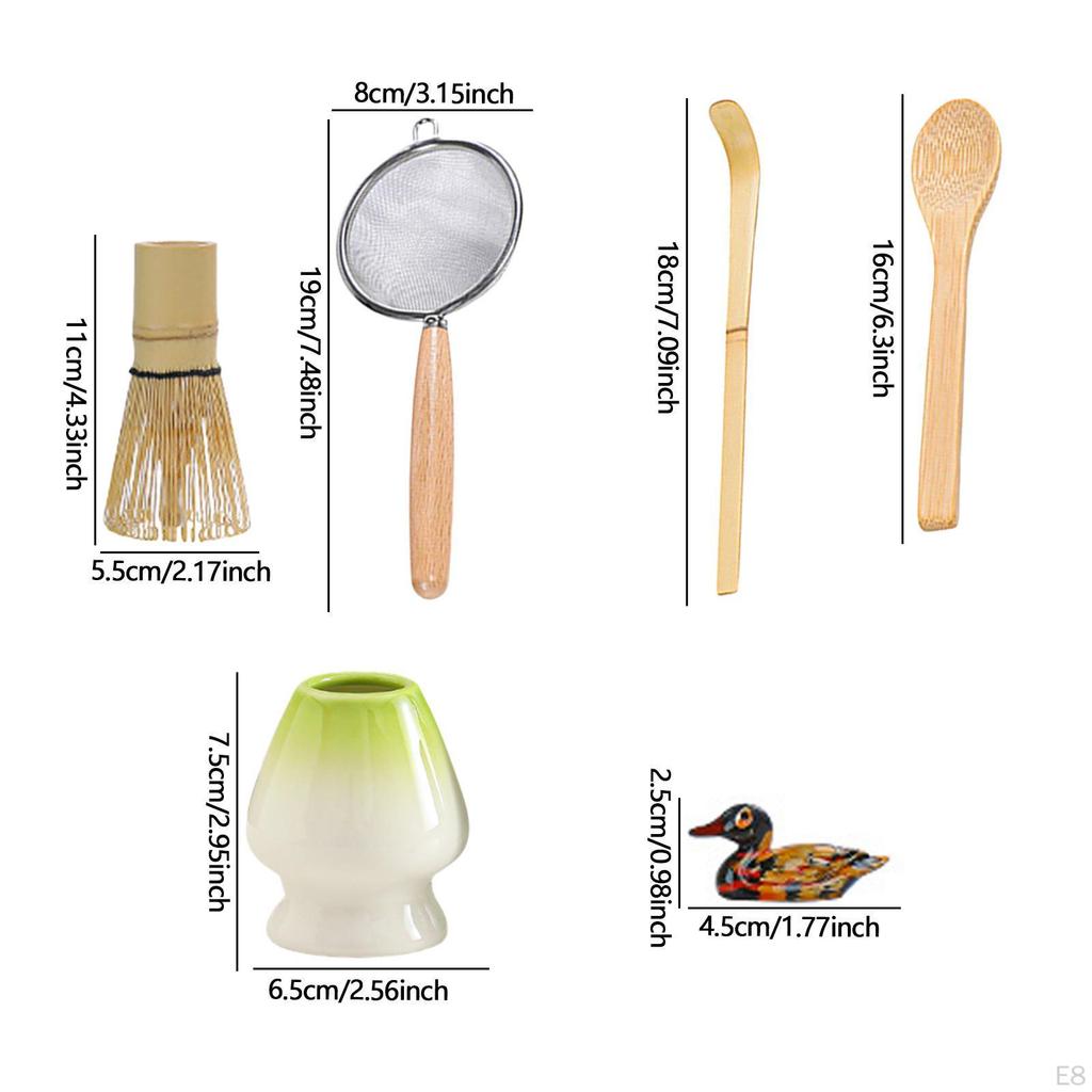Ceremonial Matcha Tea Set Ceremony Accessories Stainless Sifter, Traditional Whisk and