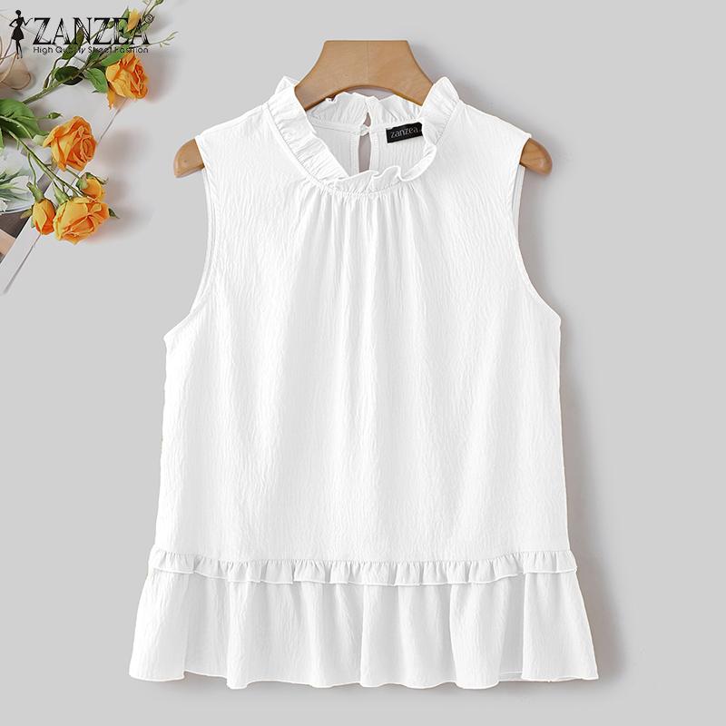ZANZEA Women Summer Round Neck Sleeveless Casual Tank Tops