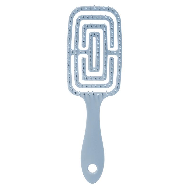Curved Elastic Styling Comb for Men & Women - Dual-Use for Dry/Wet Hair, Slicked Back & Curly Styles, Ribbed Cushion Design