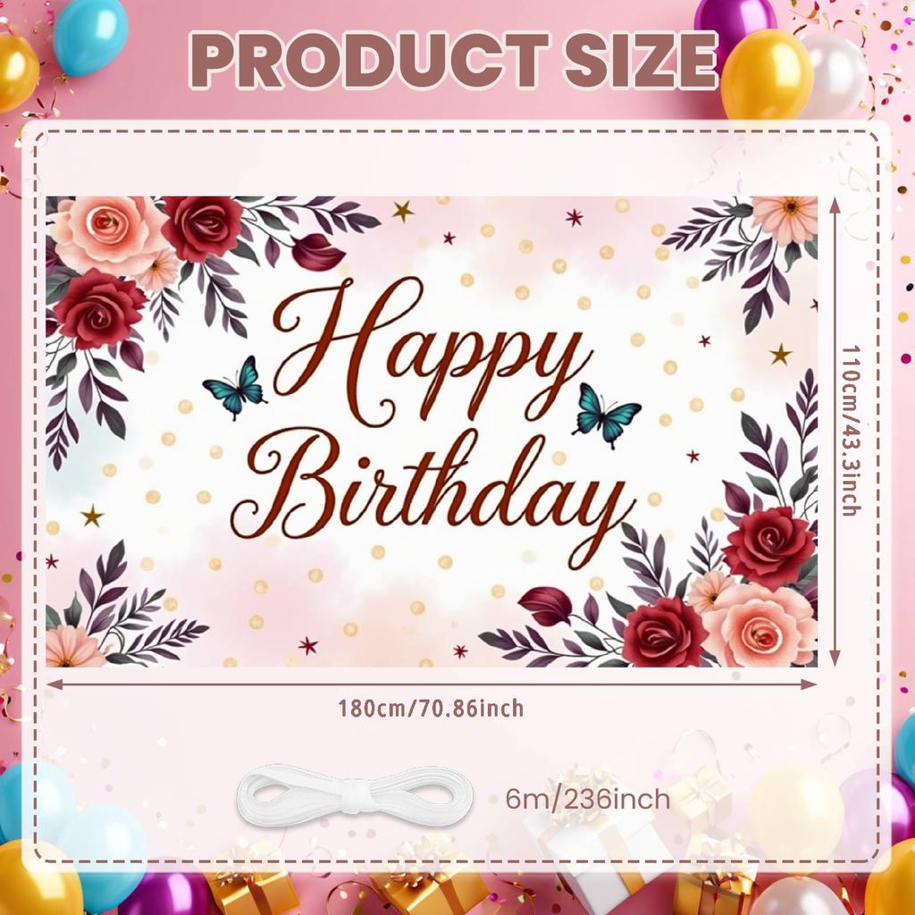 Birthday Celebration Banner Red Butterfly Background Banner Butterfly Birthday Event Banner For Family Gathering Birthday