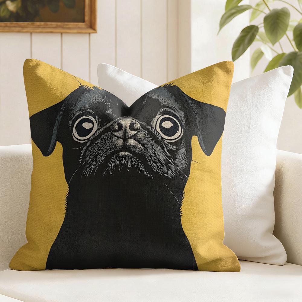 Dog Fashion Cushion Cover Summer Linen Pillow Case Organic Fabric Cushion Cover DoubleSided Print Sofa Home Decor