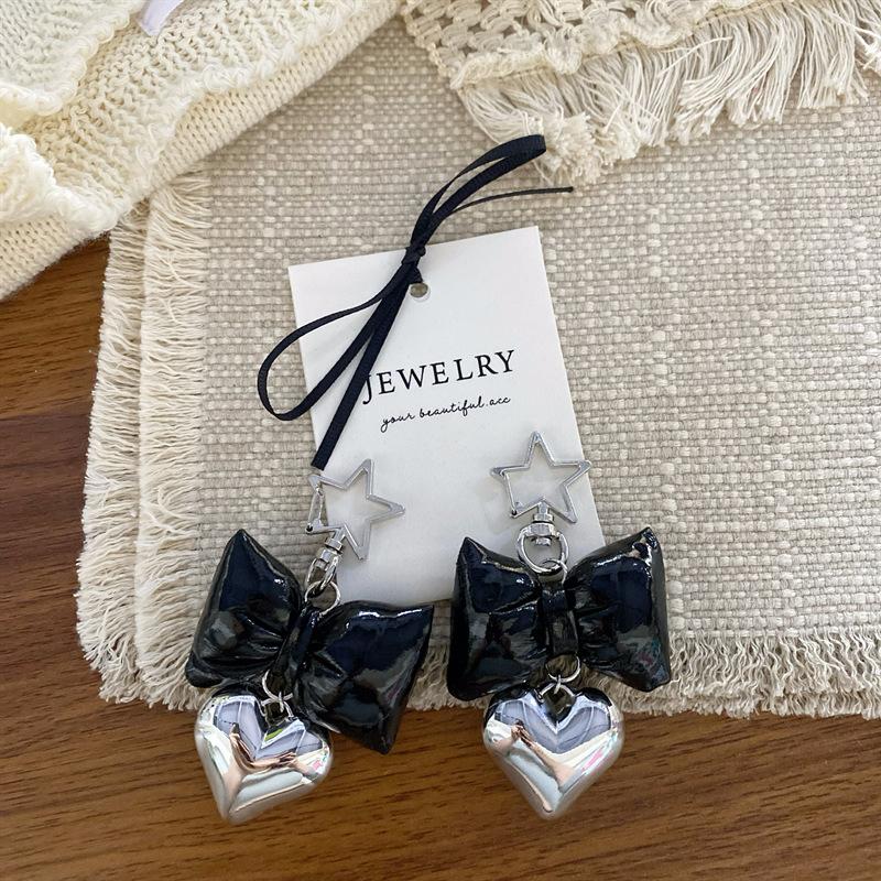 Stylish Versatile Heart Bow Phone Lanyard Wrist Strap Diy Handmade Bowknot Keychains Backpack Decoration Accessories Gifts