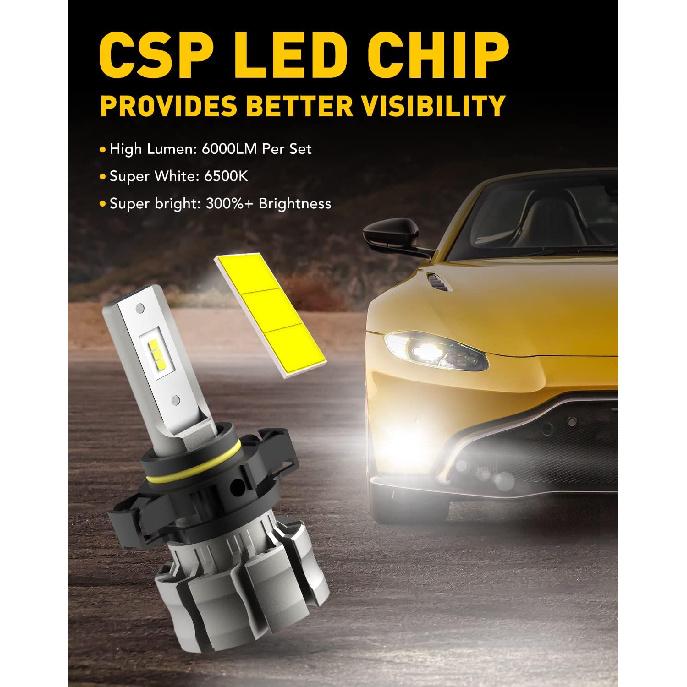 AUXITO 5202 LED Fog Light Bulbs, 6500K Cool White 6000 Lumen Plug And Play, 300% Brighter, 5201 PS19W 12085 PS24W Daytime Running Lights Replacement