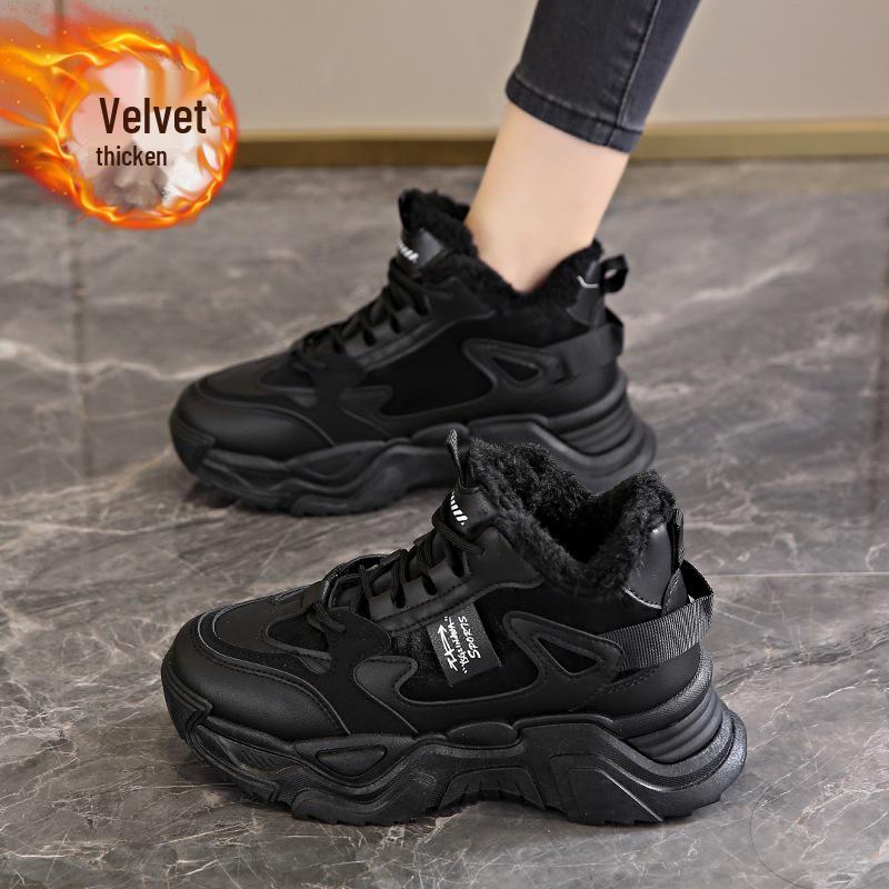 Damskie czarne ocieplane polarem buty robocze typu high-top ze stalowym noskiem