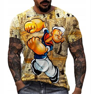 Neues Herren Bequemes Retro Kurzarm Sommer Mode Popeye 3D Gedrucktes Lässiges Rundhals T-Shirt