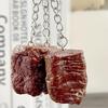 Pack of 6Pcs Artificial Steak Keychain Key Holder Bag Charm For Key Organization and Backpacks Keychain Accessories
