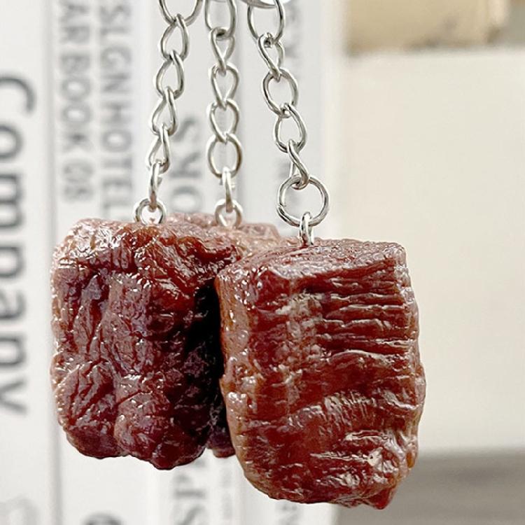 Pack of 6Pcs Artificial Steak Keychain Key Holder Bag Charm For Key Organization and Backpacks Keychain Accessories