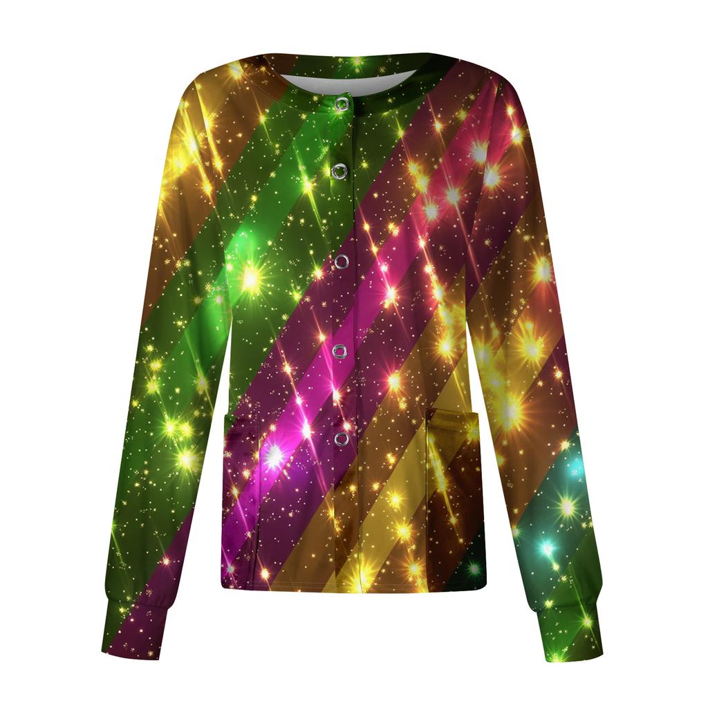 Women's Casual Long Sleeve Single Breasted Printed Dry- Top