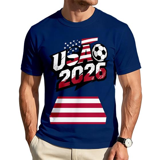 Men's Crew Neck Short Sleeve T-Shirt with Spain 2026 Football Print Casual Fit Lightweight Comfortable Design