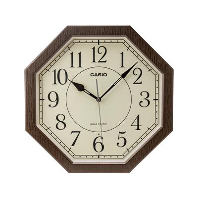 Wall Clock Radio Clock Diameter 32.5cm Wood Grain Step Second Hand Night Second Hand Stop Dark Brown IQ-1023J-5JF