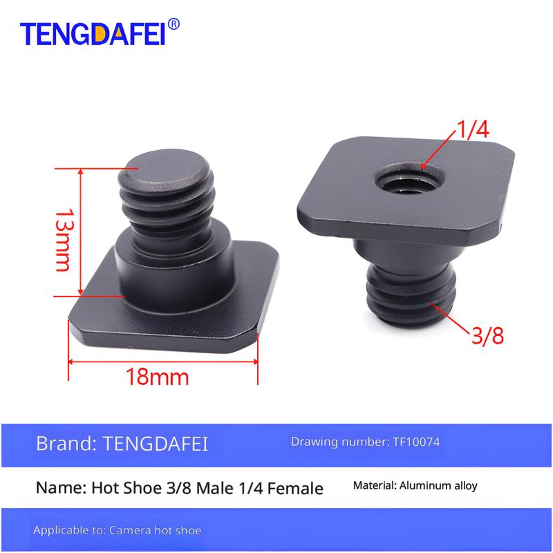 1/4 Camera Hot Shoe Mount with 3/8 Cold Shoe Adapter, 5/8 Adapter Base & Tripod Head Extension Screw for Flash Stand Base