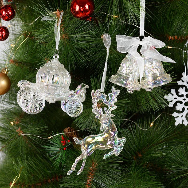 Christmas Transparent Snowflake Hanging Ornaments 2025 Christmas Tree Acrylic Pendant Home Decoration Navidad Gift New Year 2026