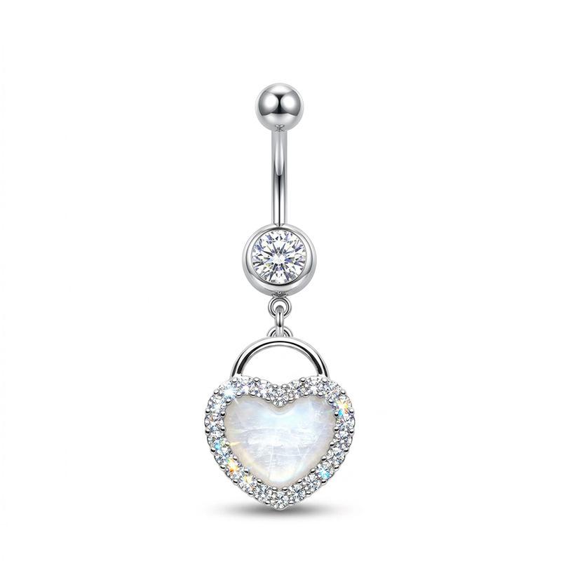 Stainless Steel Dangle Belly Button Rings For Women Shiny Cubic Zirconia Heart Butterfly Flower Navel Piercing Jewelry For Daily