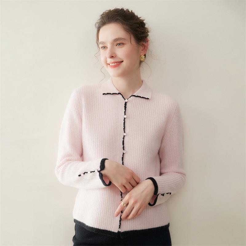 Elegant French Hand-Crocheted Cashmere Lapel Knitwear - Little Coco Style Women's Top