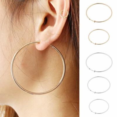Women Non-Pierced Spring Ear Clips Hoop Clip-On Fake Earrings Rings Goth Punk Jewelry KTJ