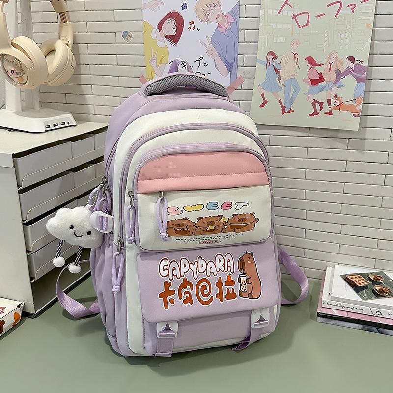 Cute Capybara Cartoon Cute Primary School Student Large Capacity Japanese Backpack