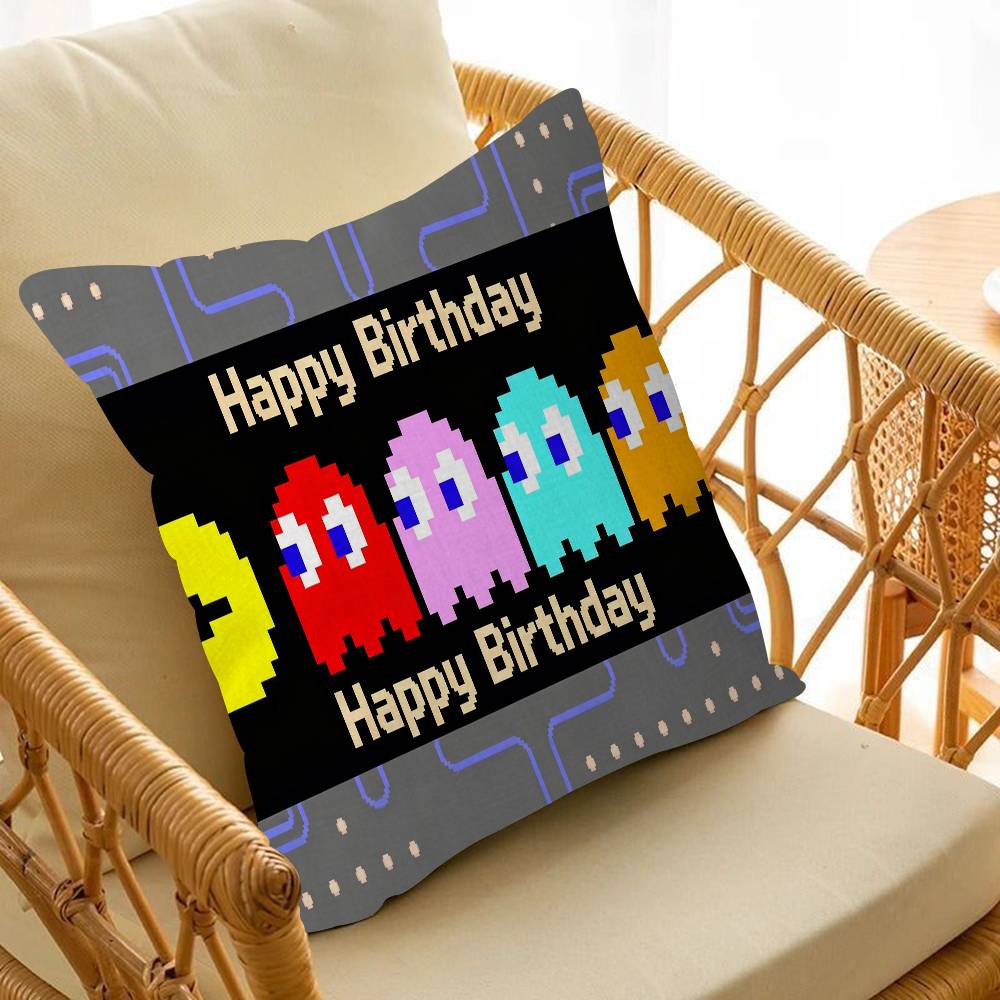 Cute P-PAC MANS Birthday Maple Design Cushion Cover Happy Autumn Harvest decor Holiday Decorati Pillow Cover