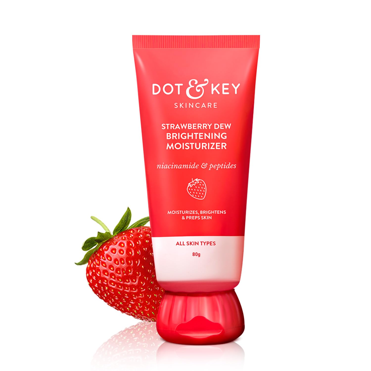 Dot & Key Strawberry Brightening Moisturizer 80g | Lightweight Hydrating Face Cream for Radiant Skin