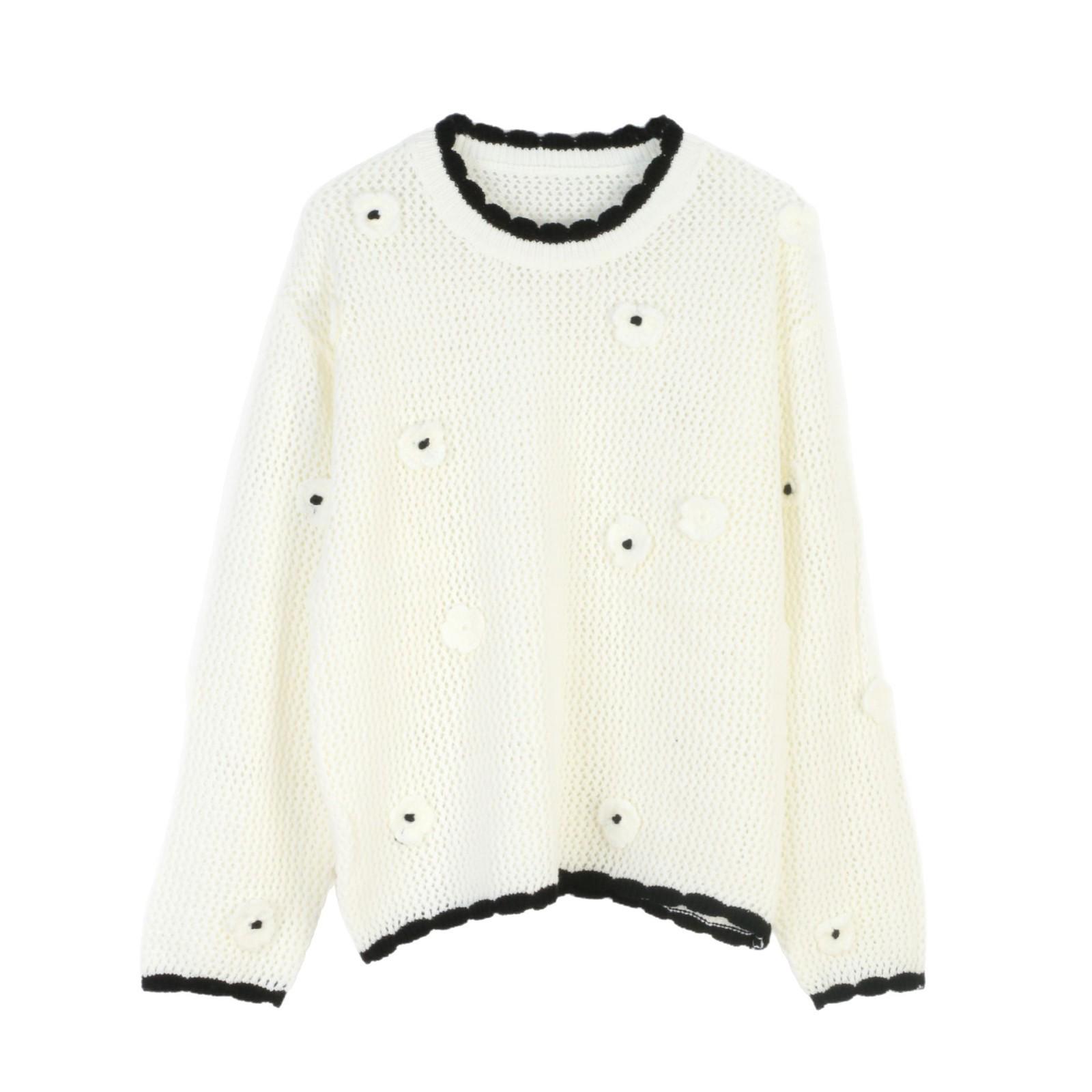 

Трехмерный цветочный кардиган: Топ с открытой вязкой и длинными рукавами «Французская камелия» для женщин Large