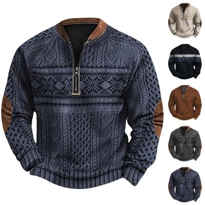 Męska bluza retro casual z nadrukiem gradientowym