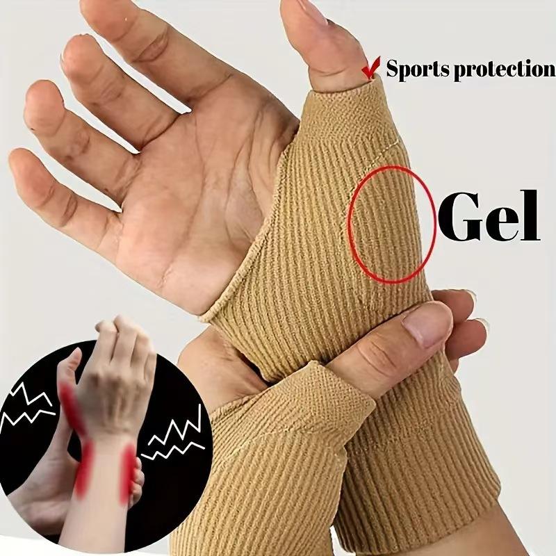 2pcs /1 Pair, Thumb Compression Gloves, Fingerless Support with Gel Pad, Breathable Carpal Tunnel Cover with Joint Support