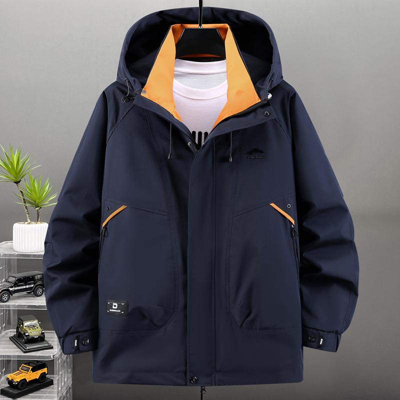 Men Plus Size Hooded Windbreaker Jacket