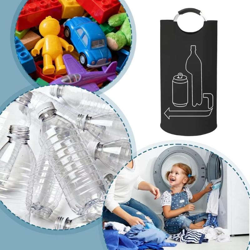 Borsa Riciclo Bottiglie Grande Manico in Alluminio Tessuto Oxford 90L Portatile Pieghevole Organizzatore Contenitore Sacca Raccoglitore Bottiglie Acque Reflue