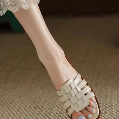 Chinelos Femininos Quare Toe Shallow 2024 Venda Quente Sapatos Femininos Moda Peep Toe Chinelos Diários Mulheres Novos Chinelos Sapatos