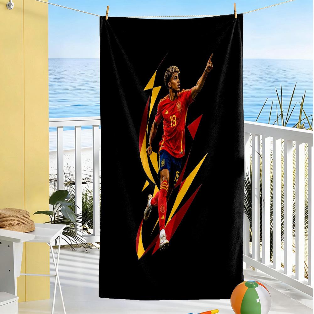 Lamine Yamal Soccer Player Action Beach Towel High Absorbency & Quick-Dry Comfortable Lightweight Suitable for Swimming, Gym, Camping, Yoga Vacation