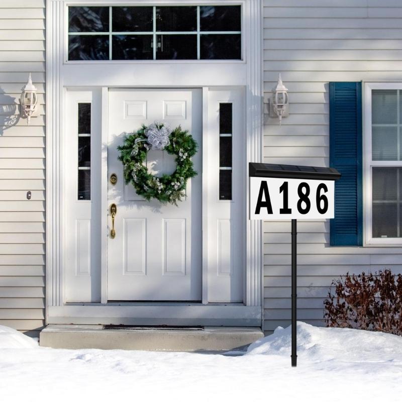 Solar Powered Illuminated Address Plaque Features High Visibilities Number for Night Use and Weatherproofed