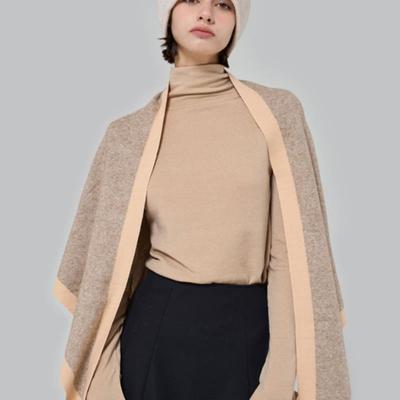 ENOUGH TIME COLOR LINE Wool MUFFLER (SAND BEIGE)