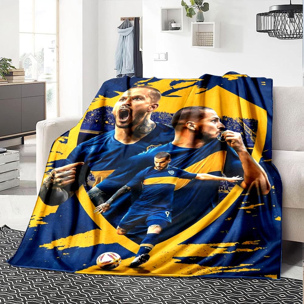 Boca Juniors Player Collage Print Fleece Blanket Soccer Fan Soft Warm Throw Blanket for Sofa Couch Bedroom Home Decor Gift
