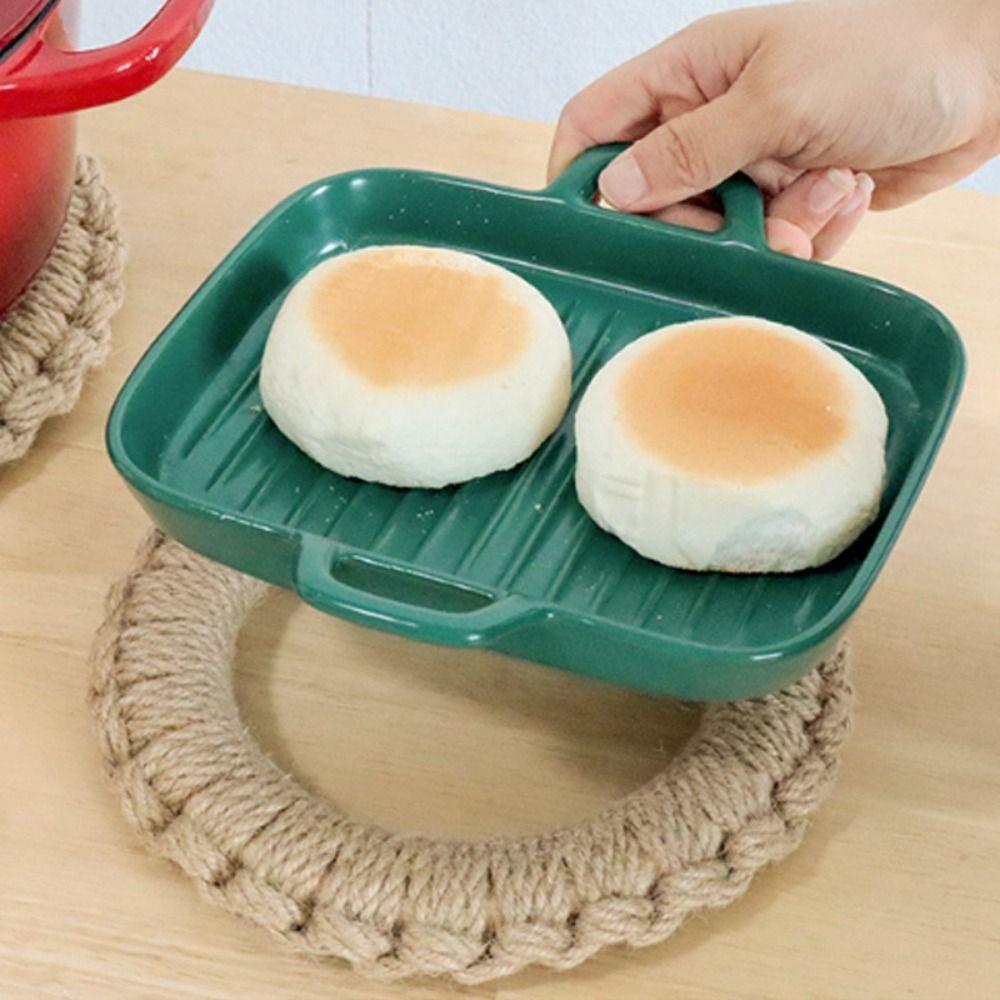 Round Jute Woven Pot Pad Heat Proof Pan Place-mat Coaster Pot Holders  Kitchen