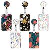 Staff Working Cards Holder With Retractable Long Lanyard And Badge Reel Flower Id Credit Cards Holder Cover For Woman Phone Rope