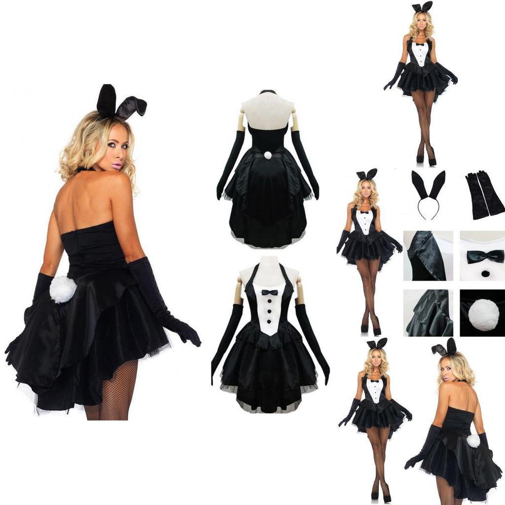 Elegant Backless Women's Bunny Rabbit Cosplay Tuxedo Halloween Outfit Fancy Dress