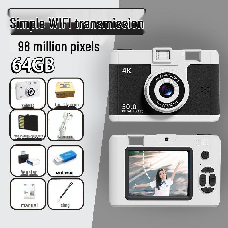 9800W Retro Digitalkamera mit Dual-Objektiv: HD-Foto & Video für Studenten