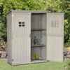 Wooden Garden Shed with Two Windows, Tool Storage Cabinet, Outdoor Double Door Organizer 127.5L X 50W X 164H Cm, Grey