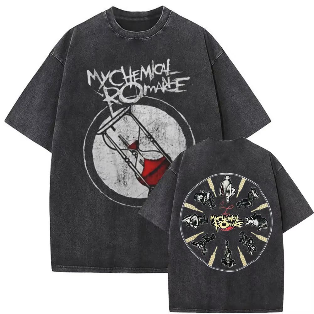 Washed Vintage Rock Band My Chemical Romance The Black Parade Tour  Tshirt Mens Women Fashion Punk Emo Oversized T Shirts