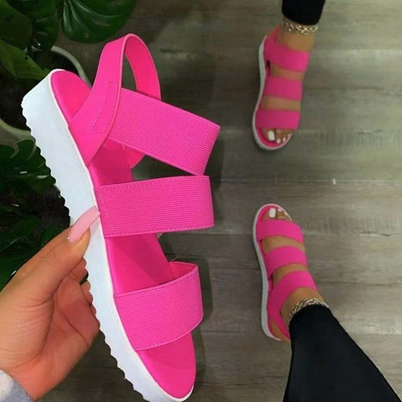 Moda Scarpe Donna 2024 Taglia Grande Nuove Scarpe Donna Piattaforma Tacco Medio Open Toe Sandali da Donna Slip-On per Camminare all'Aperto Sandalias Mujer