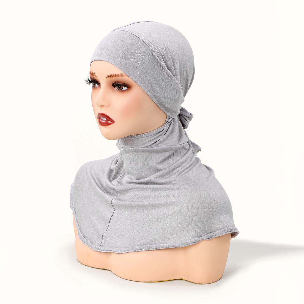 Modal Jersey Alfaro Hijab Cap Full Coverage Tie Back Under Cap Solid Color Muslim Woman Hijab Turban Innerscarf Bonnet 50*52Cm