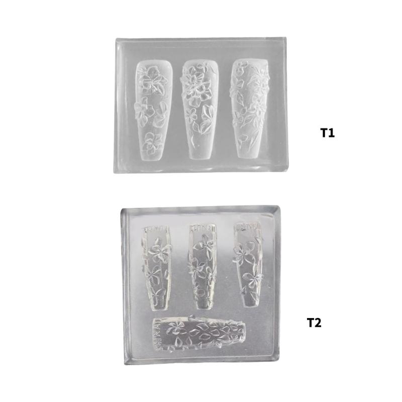 Easy Release Silicone Nail Stamp Molds Professional Manicure Patterns Moulds Stylish Embossed Nail Accessories Molds